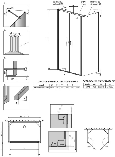 Душевой уголок Radaway Nes DWD+2S 100x70