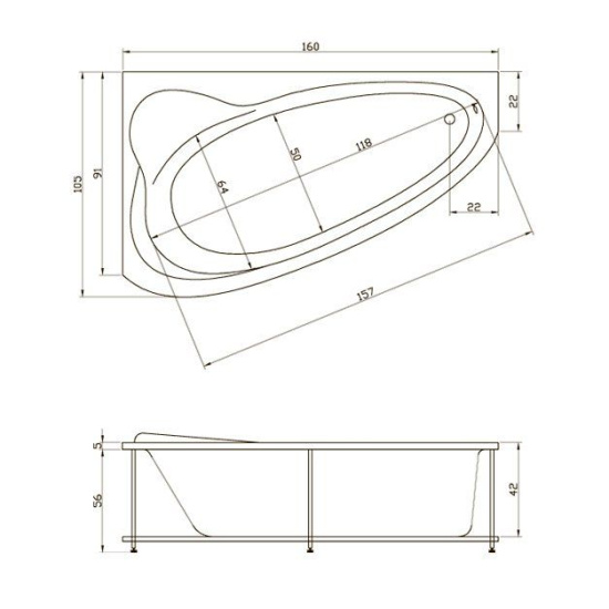 Акриловая ванна Aquatika Логика 160 см Basic