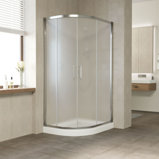 Душевой уголок Vegas Glass ZS-F 100*90 08 10 профиль глянцевый хром, стекло сатин