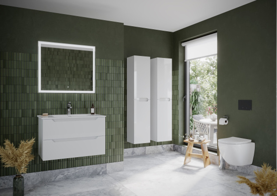 Тумба с раковиной Sancos Norma 2.0 80 белый глянец