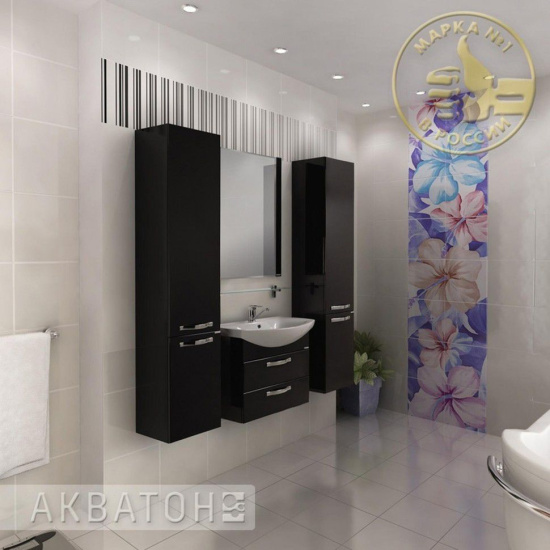 Тумба с раковиной Aquaton Ария М 80 черный глянец