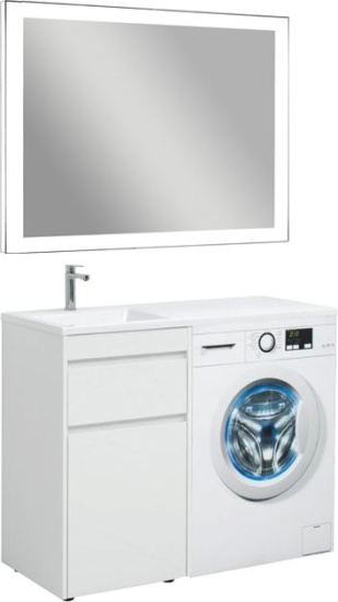 Тумба с раковиной Aquanet Токио 48 1 ящик, c бельевой корзиной