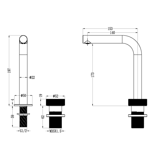 Смеситель для раковины Boheme Tech 158-G