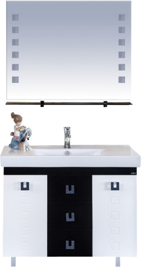 Тумба с раковиной Misty Эллада 100 белая, черная