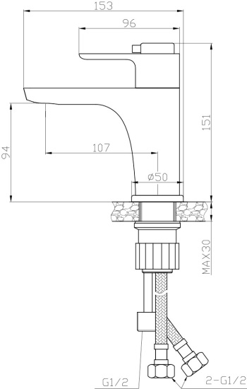 Смеситель для раковины Rossinka RS50-15 термостат, с гигиеническим душем