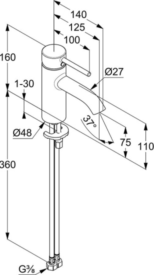 Смеситель для раковины Kludi Bozz 382723976 черный