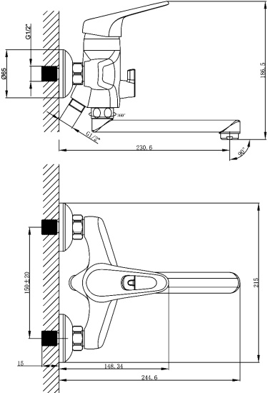 Смеситель для ванны Lemark Luna LM4113C
