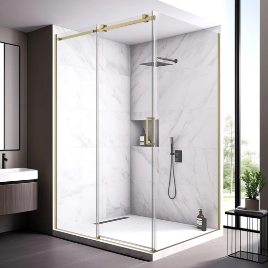 Душевой уголок Veconi Rovigo RV-075G 120x100, профиль золото брашированное