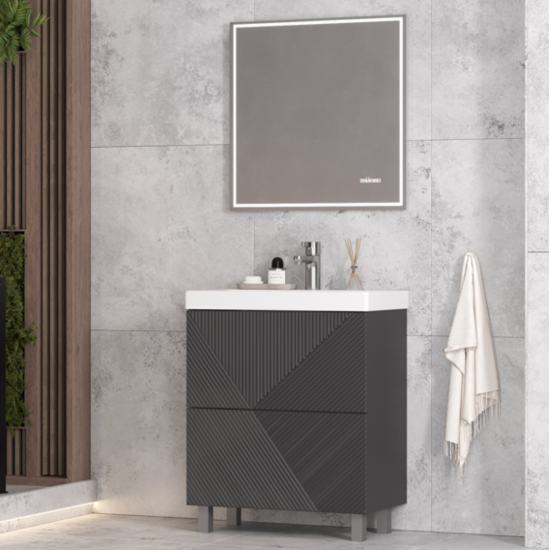 Тумба с раковиной Velvex Edge 60.2Y напольная, графит