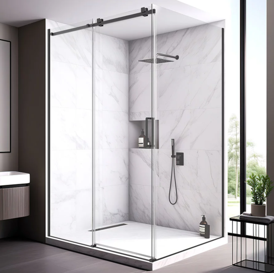 Душевой уголок Veconi Rovigo RV-075B 160x80, профиль черный матовый