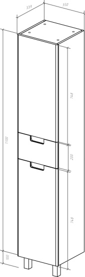 Пенал Bellezza Пегас 35 L, с бельевой корзиной, белый