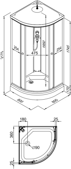 Душевой уголок Triton Риф 80x80 A с поддоном