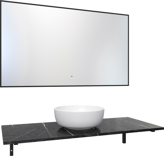 Мебель для ванной Diwo Элиста 120 чёрный мрамор, с раковиной Moduo 40 Ring