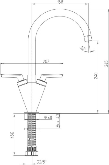 Смеситель для кухни Paini Neptune 64CR572NPKM