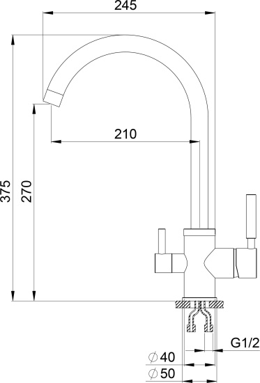 Смеситель для кухни Granula GR-3168 черный