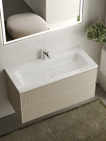 Тумба с раковиной Sancos Snob R 100 Beige Soft SNR100CE, подвесная