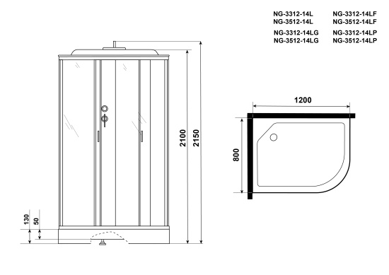 Душевая кабина Niagara Classic NG-3512-14LG