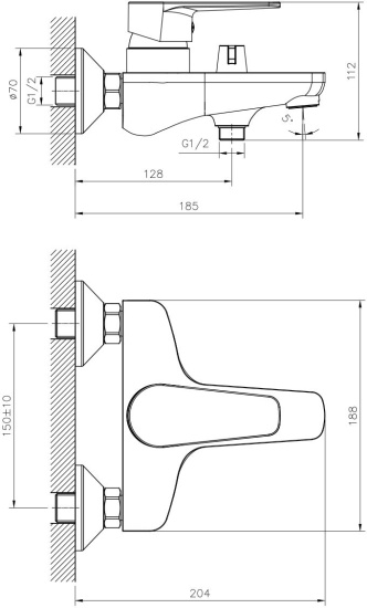 Смеситель для ванны Decoroom DR72 DR72036