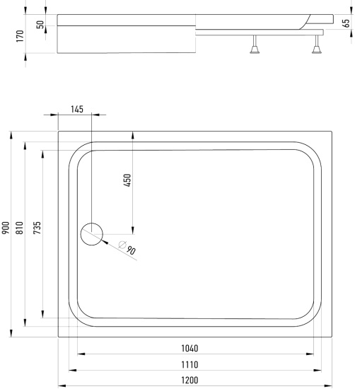 Поддон для душа Alex Baitler AB12917H-1