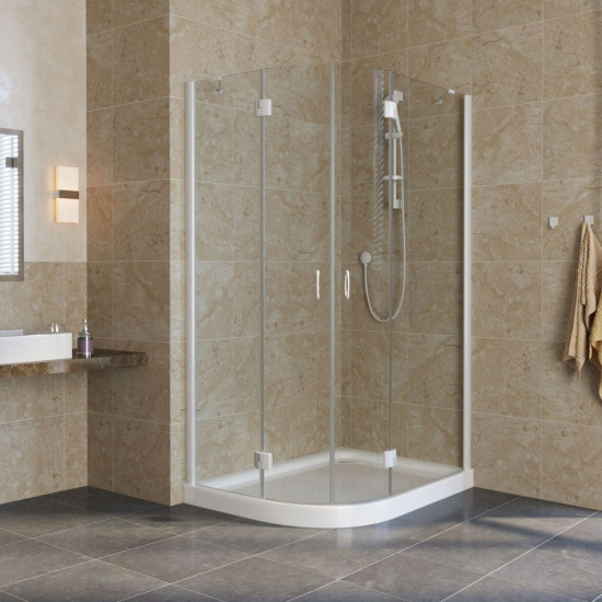 Душевой уголок Vegas Glass AFS-F Lux 120*80 01 01 R профиль белый, стекло прозрачное