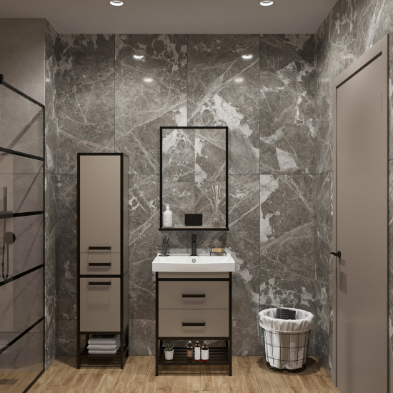 Мебель для ванной Sanflor Норд 60 тауп с раковиной Strim 60