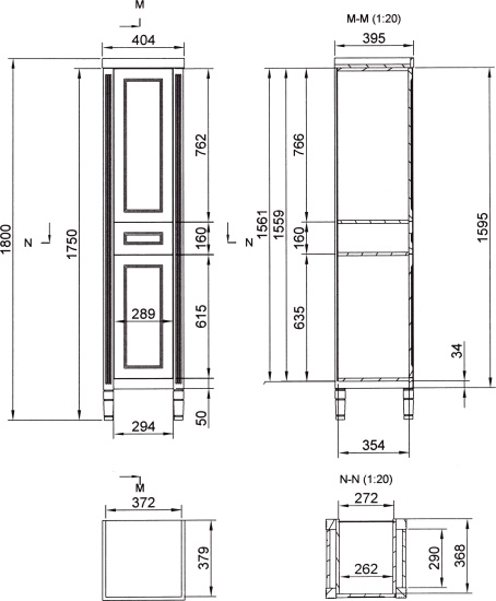 Пенал Misty Женева 40 L белая патина