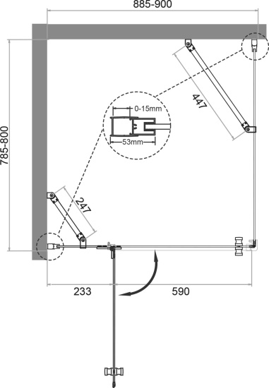Душевой уголок BelBagno Kraft AH-12-90/80-C-Cr L