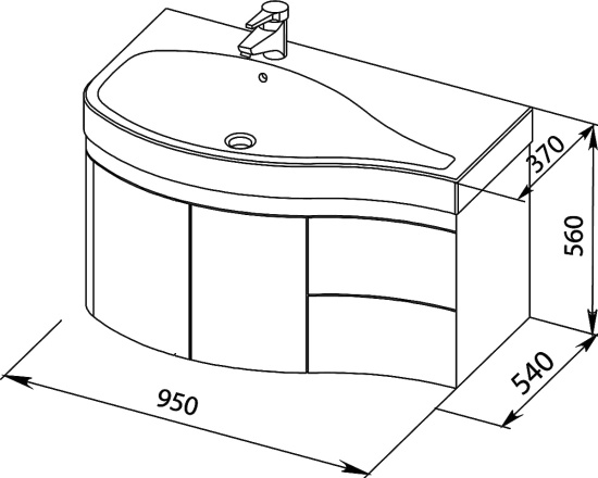 Тумба с раковиной Aquanet Сопрано 2-95 белая L