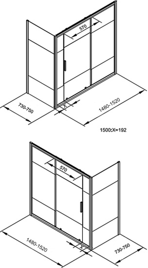 Шторка на ванну Aquanet Practic 150x75
