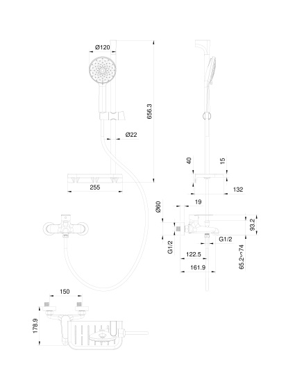 Смеситель для ванны Wonzon & Woghand Alfa WW-AE3201-BG