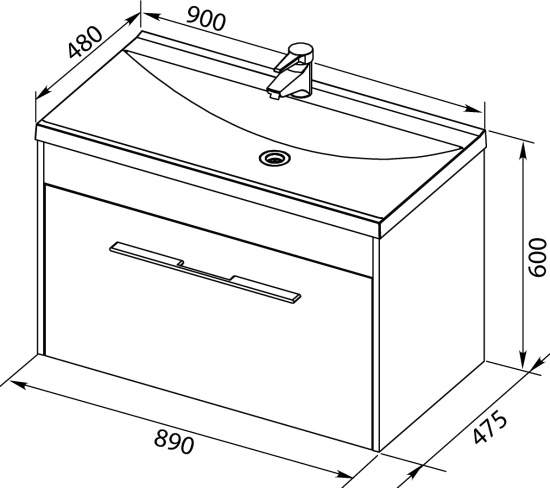 Тумба с раковиной Aquanet Августа 90 белая