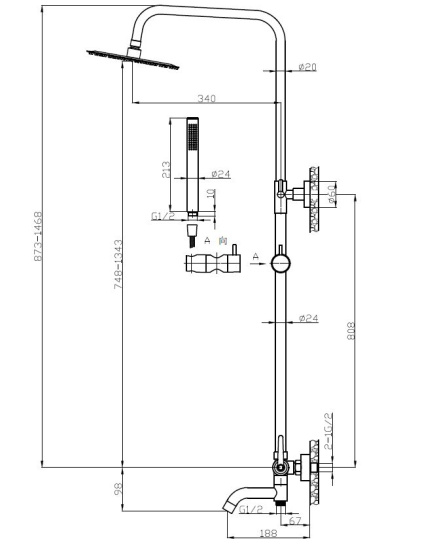 Душевая стойка Esko Bangkok ST250BGB